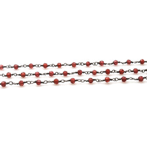 Garnet Faceted Bead Rosary Chain 3-3.5mm Oxidized Bead Rosary 5FT