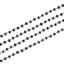 Load image into Gallery viewer, Black Spinel Faceted Large Beads 5-6mm Oxidized Rosary Chain
