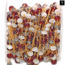 Load image into Gallery viewer, Multi Color Faceted Large Beads 5-6mm Gold Plated Rosary Chain
