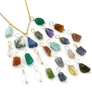 Copy of 5pc Organic Gold Wire Wrapped Tumbled Necklace Pendant 18 Inch