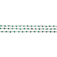 Load image into Gallery viewer, Dark Green Jade Faceted Bead Rosary Chain 3-3.5mm Oxidized Bead Rosary 5FT
