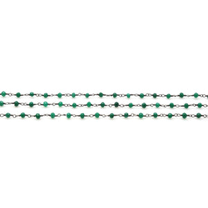 Dark Green Jade Faceted Bead Rosary Chain 3-3.5mm Oxidized Bead Rosary 5FT