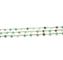 Load image into Gallery viewer, 5ft Amazonite 3-3.5mm Gold Wire Wrapped Beads Rosary | Gemstone Rosary Chain | Wholesale Chain Faceted Crystal
