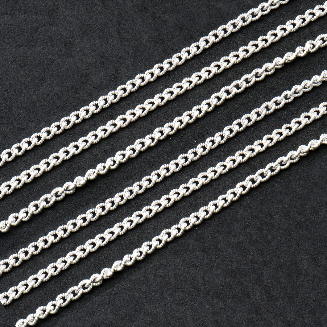 5ft Gourmette Chain | Silver Oval Curb Necklace | Graduated Link Necklace | Paperclip & Curb Chain