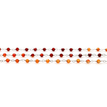 Load image into Gallery viewer, Carnelian &amp; Citrine Faceted Bead Rosary Chain 3-3.5mm Silver Plated Bead Rosary 5FT
