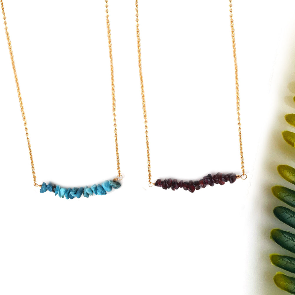 5PC Uncut Gemstone Beads Pendant | Free Form Necklace Pendant | Gold Plated Bar Women Pendant Necklace