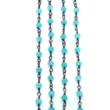 Load image into Gallery viewer, Dark Aqua Chalcedony Faceted Bead Rosary Chain 3-3.5mm Oxidized Bead Rosary 5FT
