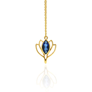 5PC Lotus Flower Marquise Shape Gold Plated Gemstone Pendant | Handmade Design Lotus Pendant