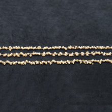 Load image into Gallery viewer, Pearl Cluster Rosary Chain 2.5-3mm Faceted Gold Plated Dangle Rosary 5FT
