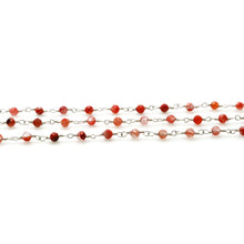 Load image into Gallery viewer, Brown Rutile Faceted Bead Rosary Chain 3-3.5mm Silver Plated Bead Rosary 5FT
