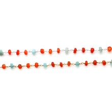 Load image into Gallery viewer, Amazonite With Carnelian Faceted Large Beads 5-6mm Gold Plated Rosary Chain
