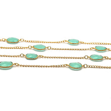 Load image into Gallery viewer, Aqua Chalcedony 10-15mm Mix Shape Gold Plated Wholesale Connector Rosary Chain

