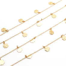 Load image into Gallery viewer, 5ft Gold Engraved Flowers Chains 14x10mm | Engraved Flowers Necklace | Soldered Chain | Anklet Finding Chain
