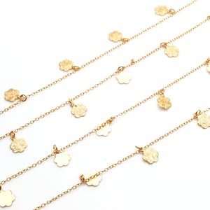 5ft Gold Engraved Flowers Chains 14x10mm | Engraved Flowers Necklace | Soldered Chain | Anklet Finding Chain