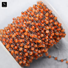 Load image into Gallery viewer, Carnelian Faceted Bead Rosary Chain 3-3.5mm Oxidized Bead Rosary 5FT
