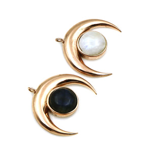 5PC Crescent Moon Rose Gold Plated Horn Shaped Gemstone | Single Bail Connector | Crescent Moon Diy Jewellery