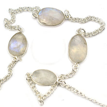 Load image into Gallery viewer, Rainbow Moonstone 10-15mm Mix Shape Silver Plated Wholesale Connector Rosary Chain

