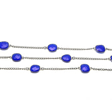 Load image into Gallery viewer, Dark Blue Chalcedony 10-15mm Mix Shape Oxidized Wholesale Connector Rosary Chain
