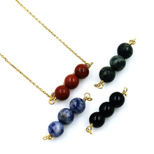 Load image into Gallery viewer, 5PC Round Gemstone Three Beads | Beads Gold Chain Necklace | Three Ball Bead Pendant Necklace | Round Beads
