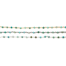 Load image into Gallery viewer, Amazonite Faceted Bead Rosary Chain 3-3.5mm Oxidized Bead Rosary 5FT
