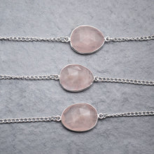 Load image into Gallery viewer, Rose Quartz 15mm Mix Shape Silver Plated Wholesale Connector Rosary Chain
