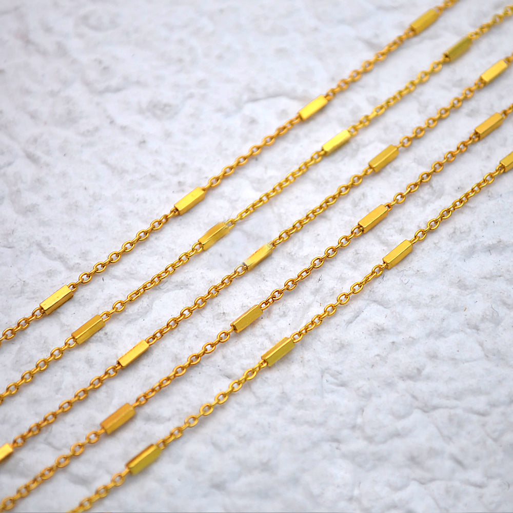5ft Gold Tone Satellite Chain 5x2mm | Dainty Rectangle Bead Satellite Chain | Gift For Her | Minimalist Necklace | Bead Finding Chain
