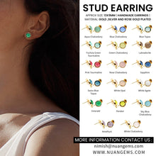 Load image into Gallery viewer, 5 Pairs Round Shape Gemstone 8mm Gold Bail Stud Earring
