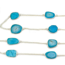 Load image into Gallery viewer, Turquoise 15mm Mix Shape Silver Plated Wholesale Connector Rosary Chain
