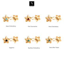 Load image into Gallery viewer, 5 Pair Gold Plated Flower Shape 13x11mm Single Bail Stud Earring
