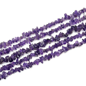 5 Strands Amethyst Gemstone Chip beads | Bead Necklace | Free Form Nugget Chips | Gemstone Chips | Long Bead Strand