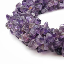 Load image into Gallery viewer, 5 Strands Amethyst Gemstone Chip beads | 7-10mm Bead Necklace | Free Form Nugget Chips | Gemstone Chips | Long Bead Strand
