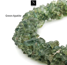 Load image into Gallery viewer, 5 Strands Green Apatite Gemstone Chip beads | Bead Necklace | Free Form Nugget Chips | Gemstone Chips | Long Bead Strand
