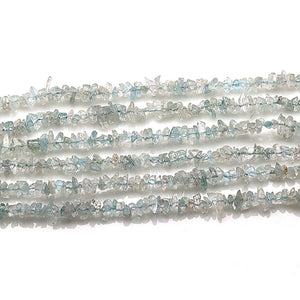 5 Strands Aquamarine Gemstone Chip beads | Bead Necklace | Free Form Nugget Chips | Gemstone Chips | Long Bead Strand