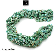 Load image into Gallery viewer, 5 Strands Amazonite Gemstone Chip beads | 7-10mm Bead Necklace | Free Form Nugget Chips | Gemstone Chips | Long Bead Strand
