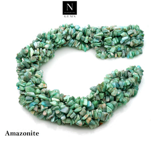 5 Strands Amazonite Gemstone Chip beads | 7-10mm Bead Necklace | Free Form Nugget Chips | Gemstone Chips | Long Bead Strand