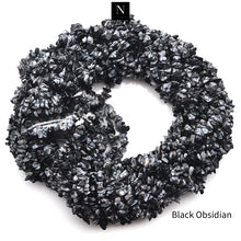 Load image into Gallery viewer, 5 Strands Black Obsidian Gemstone Chip beads | Bead Necklace | Free Form Nugget Chips | Gemstone Chips | Long Bead Strand

