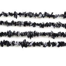 Load image into Gallery viewer, 5 Strands Black Obsidian Gemstone Chip beads | Bead Necklace | Free Form Nugget Chips | Gemstone Chips | Long Bead Strand
