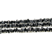 Load image into Gallery viewer, 5 Strands Black Obsidian Gemstone Chip beads | 7-10mm Bead Necklace | Free Form Nugget Chips | Gemstone Chips | Long Bead Strand
