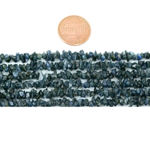 Load image into Gallery viewer, 5 Strands Blue Black Sapphire Gemstone Chip beads | Bead Necklace | Free Form Nugget Chips | Gemstone Chips | Long Bead Strand
