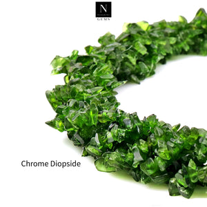 5 Strands Chrome Diopside Gemstone Chip beads | Bead Necklace | Free Form Nugget Chips | Gemstone Chips | Long Bead Strand