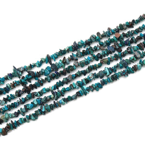 5 Strands Chrysocolla Gemstone Chip beads | Bead Necklace | Free Form Nugget Chips | Gemstone Chips | Long Bead Strand