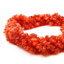Load image into Gallery viewer, 5 Strands Carnelian Gemstone Chip beads | 7-10mm Bead Necklace | Free Form Nugget Chips | Gemstone Chips | Long Bead Strand
