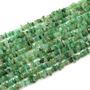 5 Strands Chrysoprase Gemstone Chip beads | Bead Necklace | Free Form Nugget Chips | Gemstone Chips | Long Bead Strand