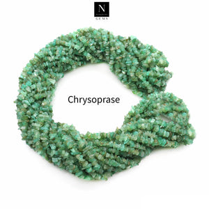 5 Strands Chrysoprase Gemstone Chip beads | Bead Necklace | Free Form Nugget Chips | Gemstone Chips | Long Bead Strand