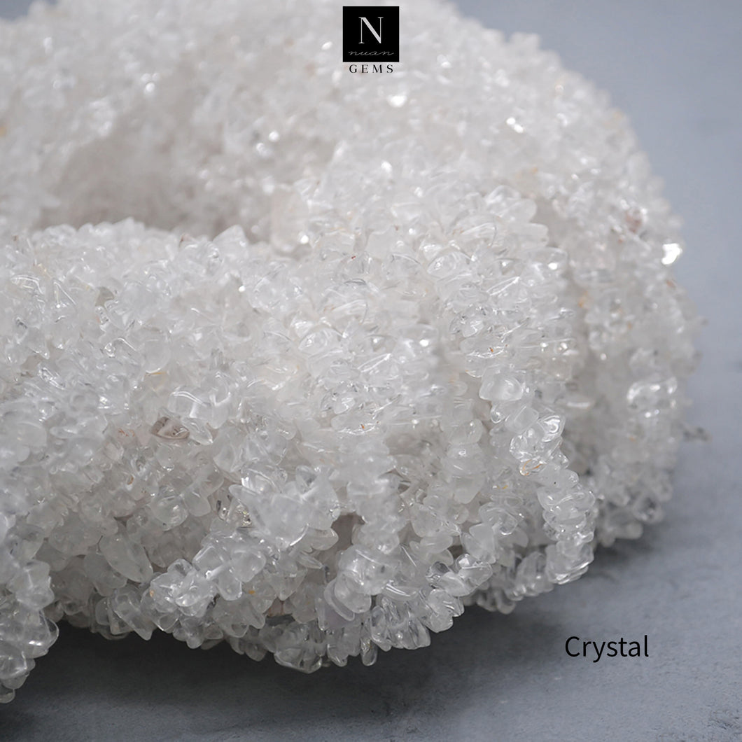 5 Strands Crystal Gemstone Chip beads | Bead Necklace | Free Form Nugget Chips | Gemstone Chips | Long Bead Strand