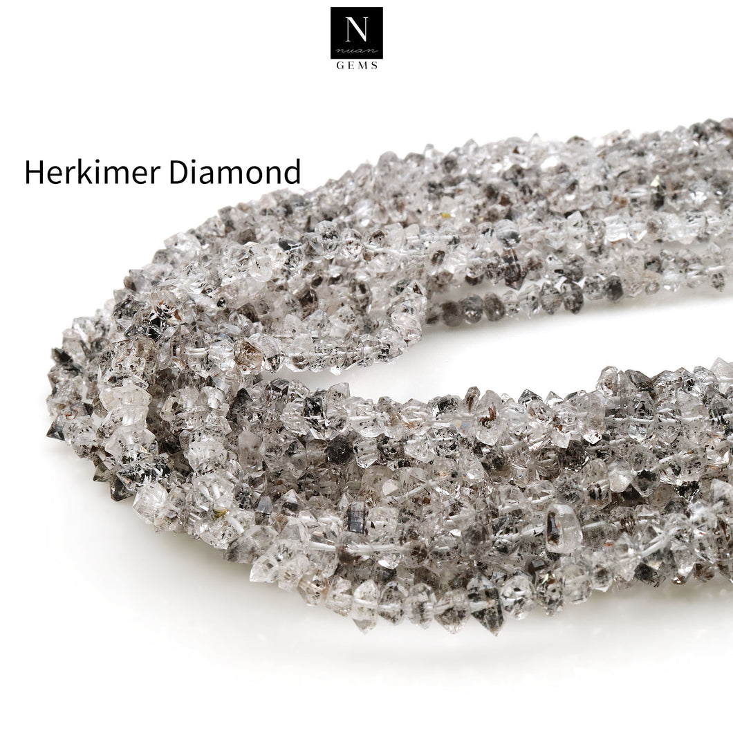 5 Strands Herkimer Diamond Gemstone Chip beads | Bead Necklace | Free Form Nugget Chips | Gemstone Chips | Long Bead Strand