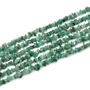 5 Strands Emerald Gemstone Chip beads | Bead Necklace | Free Form Nugget Chips | Gemstone Chips | Long Bead Strand