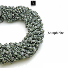 Load image into Gallery viewer, 5 Strands Seraphinite Gemstone Chip beads | Bead Necklace | Free Form Nugget Chips | Gemstone Chips | Long Bead Strand
