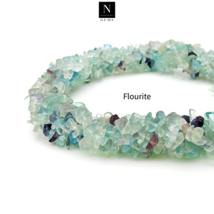5 Strands Flourite Gemstone Chip beads | Bead Necklace | Free Form Nugget Chips | Gemstone Chips | Long Bead Strand