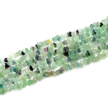 Load image into Gallery viewer, 5 Strands Fluorite Gemstone Chip beads | 7-10mm Bead Necklace | Free Form Nugget Chips | Gemstone Chips | Long Bead Strand
